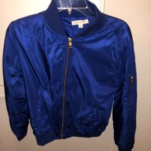 Urban outfitters satin bomber jacket blue